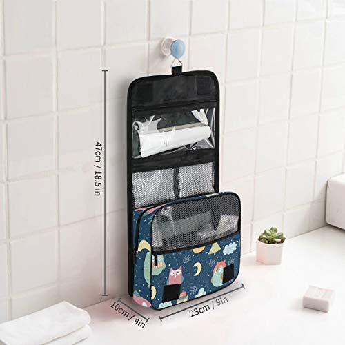 senya Hanging Travel Toiletry Bag Kit Makeup Case Cosmetics Organizer for Men Women - color: Owl Moon Cloud Night