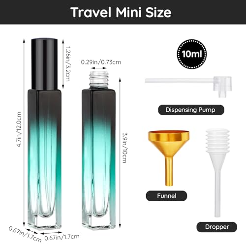 Segbeauty 0.34oz Refillable Perfume Bottle Travel, 5 Pack Glass Spray Bottles for Perfume, 10ml Empty Mini Fine Mist Cologne Travel Bottle, Portable Cologne Sprayer Atomizer with Refill Tool Kit - color: Black Blue Red Green Gray, style: Mini Bottle Set