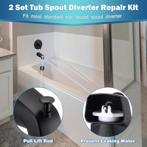 Enhon 2 Set Tub Spout Diverter Repair Kit, Includes 2 x Diverter Valve Stems, 2 x Cup Seals and 2 x Gates, Bathroom Shower Bathtub Leaky Faucet Repair Replacement Parts(Matte Black,Classic) - color: Matte Black