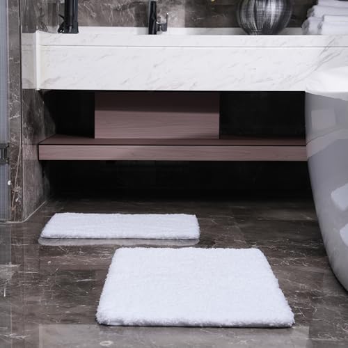 3 Pieces Luxury Bathroom Rug Set with U-Shaped Toilet Rug, Non-Slip Rubber Bottom, Thick Microfiber Fluffy Plush, Water Absorption, Quick Dry, Ultra Soft, Bath Mats for Bathroom, Tub(White) - color: White