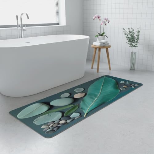 Soft Diatomaceous Earth Blend Bath Mat – Ultra-Thin (2.5mm) Quick-Dry, Non-Slip Floor Mat – NOT Hard Stone Mat – Ideal for Bathroom, Doorway, or Kitchen (40x120 cm) - size: 1'4" x 3'11" (Rectangular)