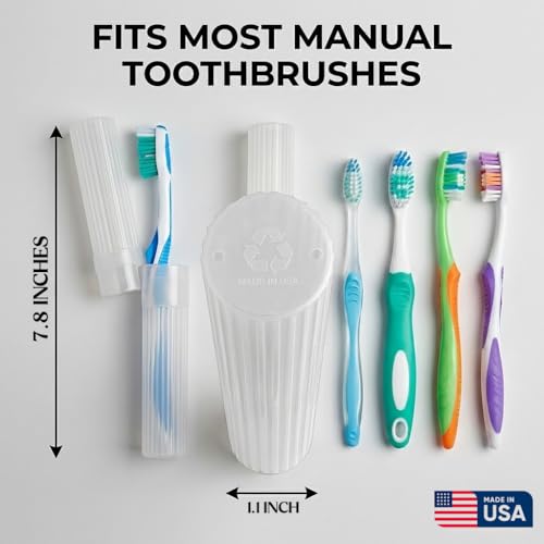 American Comb Toothbrush Holder - White, Made in USA, with Ventilation Holes, for Toothbrush Covers, Toothbrush Holder, Toothbrush Soft, Durable Design, Hygienic Bathroom Accessory - color: White