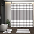 Striped Grey Shower Curtain Set with Toilet Lid Cover and Non-Slip Rugs for Bathroom, Minimalist Modern 4 Pcs Shower Curtain, Neutral Bathroom Set with 12 Hooks - color: Stripes Grey