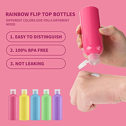 LISAPACK 3.4 oz Travel Bottles for Toiletries, Plastic Travel Size Containers for Shampoo Conditioner TSA Approved, Empty Small Squeeze for Lotion, Leak Proof Mini Liquid Tube for Refillable - color: Multi-colored