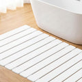 Nuanchu Large Stone Bath Mat 31.2" x 23.3" - Foldable Diatomite Bath Mat with Anti-Slip Pad Quick-Dry Large Bathroom Non-Slip Absorbent and Easy to Clean for Shower Entryway Kitchen Counter (White) - color: White