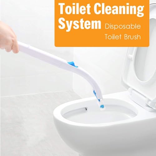 Disposable Toilet Bowl Brush Holder System, Fresh Refills for Bathroom Scrubber, 1 Toilet Brush+1 Holder+1 Cleaning Glove+12 Refills - color: Complete - 12 Refills (Brush & Holder)