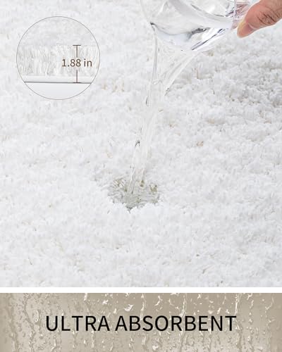 Bathroom Rugs Non Slip Washable, Ultra Thick Soft Microfiber Absorbent Bath Mats, High Density Foam Latex Non Slip Backing Bath Rugs, Fluffy Floor Carpet for Tub&Shower 24x17, White - color: White, size: 24" X 17"(Small Bathroom Rug)