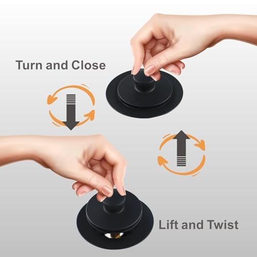 Black Bathtub Tub Drain Conversion Kit Assembly, Wellup Lift and Turn Twist Tub Drain Trim Kit with Two-Hole Overflow Faceplate, Matte Black - color: Black, style: 2 Holes