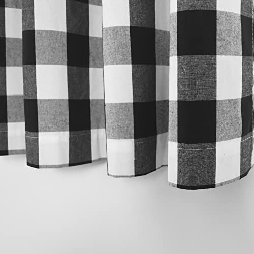 3 Pc Cotton Classic Country Farmhouse Kitchen Window Curtain -Black & White Buffalo Check Tier & Valance Set, 54" x 18" / 27" x 30" - color: Plaids Black&white, size: 27"W x 30"L (Pack of 3)