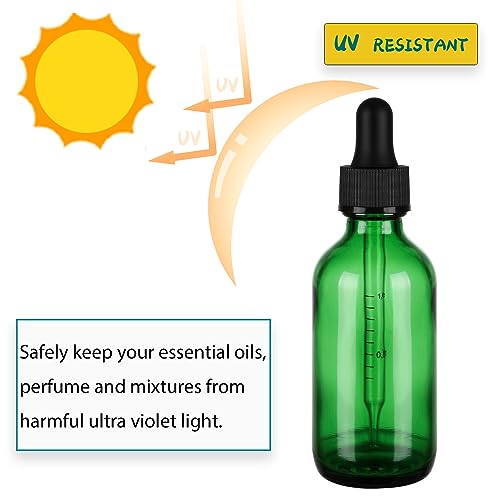 NOOEEISS 2oz Glass Dropper Bottle,Preety Texture Tincture Bottles with Precise Scales Eye Droppe,for All Kinds Of Mixed Liquids,Leak-Proof Design for Easy Travel (Green-24Pack) - color: Green, size: 2oz-24Pack