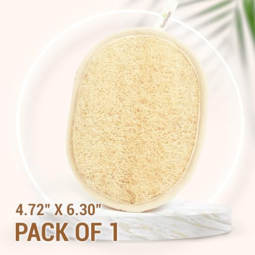 Vietnamese Natural Loofah Exfoliating Body Scrubber Pads, 100% Plant-Based Shower Luffa Sponge, Bath Loofah for Women Men (1, Oval 6.5"x4.9") - size: 1 Count (Pack of 1)