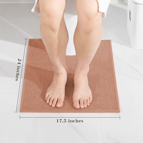chakme Bathroom Rugs Mat U-Shaped 24x17, Ultra ThinNon Slip Bath Mat Small Quick Dry Absorbent Bath Matfor Bathroom Floor, (Dark Pink, U-24"x17") - color: Dark Pink, size: 1'5" x 2' (U-Shape)