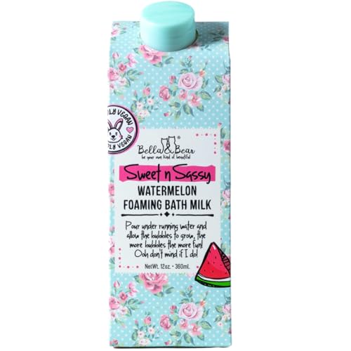 Bella & Bear Sweet 'n' Sassy Watermelon Mega Bath & Body Gift Set with Foaming Shower Gel & Bubble Bath, Bath Milk, Body Scrub & Lip Scrub and Lip Butter Great Gifts for Women