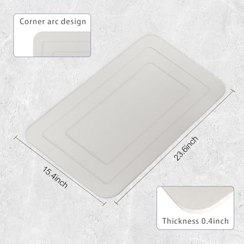 2 Pack Stone Bath Mat, Diatomaceous Earth Shower Mat, Non-Slip Super Absorbent Quick Drying Bathroom Kitchen Floor Mat (Ash Gray, 24x15) - color: Ash Gray Rectangle