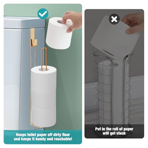 Conworld Toilet Paper Storage Wall Mount, Over The Tank Toilet Tissue Roll Holder Dispenser Reserve for Bathroom Storage and Organization, for 4 Roll Tissue, Gold, 1 Pack - color: Gold,hold 4 Rolls-1 Pcs