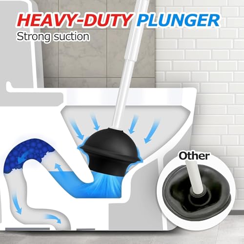 FORASTO 3 in 1 Toilet Brush and Plunger Set with Holder for Bathroom White | compact set, 3 in 1 deep cleaning, home toilet bowl crevice, brush plunger combo,Crevice Cleaning Brush - color: White, size: 1PACK