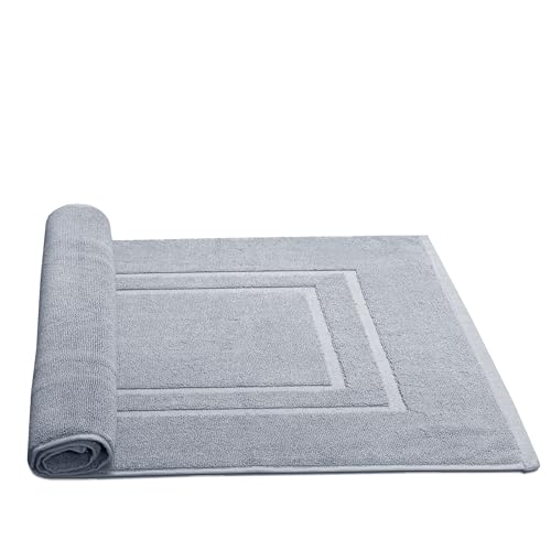 Feather & Stitch 2 Piece Towel Like Bath Mats (30x21 Inch) 100% Cotton Terry Bath Mats, Bathroom Shower Floor Mats [NOT A Bathroom Rug], Soft Absorbent Washable Mats - Grey - color: Grey