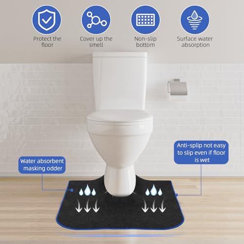 Upgrade Round Commode Potty Training Mats for Boys, Toilet Training Mats, Potty Training Toilet Rugs, Toilet Rugs u Shaped Washable,Toilet mats for Bathroom(4 Pack, Dark Grey) - color: Dark Grey