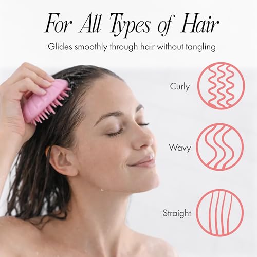 Scalp Massager, Exfoliating Silicone Handheld Head and Temple Scrubber Brush for Hair Stimulation