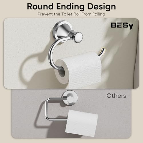 BESy Polished Chrome Toilet Tissue Paper Holder Polished Chrome Bathroom Accessories Toilet roll Paper Hanger, Wall Mounted, Rustproof - color: Polished Chrome