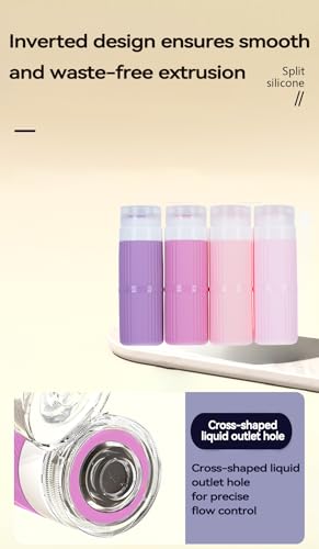 5 packs of toiletries travel bottles, TSA Approval silicone travel containers, leak proof refillable shampoo and conditioner are essential for travel, fitness, business trips, office use(pink) - color: Pink