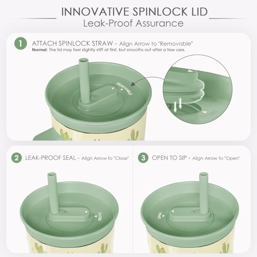 SANDJEST Cactus Stainless Steel Locking Lid Silicone Straw Tumbler with Handle 40oz, Insulated Stainless Steel Travel Cup for Women Girls Friends, Gift Idea for Birthday Christmas - color: Cactus