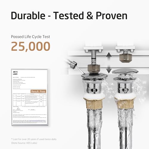 KES Bathroom Sink Drain with Detachable Hair Catcher Basket, Pop Up Drain Stopper with Overflow Anti-Clogging Vanity Vessel Sink Drain, Polished Chrome 2 Pack 304 Stainless Steel, S2013A-CH-P2 - color: Polished Chrome, style: for sink WITH overflow,2-pack