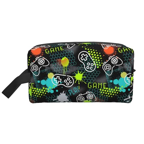 Kids Travel Toiletry Bag for Boys Girls - Waterproof Makeup Pouch Hanging Cosmetic Wash Bags Dopp Kit Shaving Bag for Toiletries Accessories(Game Video) - color: Game Video