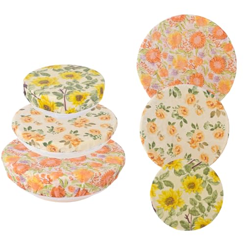 Reusable Bowl Covers for Bread Proofing - Beeswax Bowl Covers Reusable 3 Set, Cotton Blend Stretch Design, Fits 4-13 Inch Bowls, Shower Caps for Sourdough Bread, Dough Proofing & Food Storage（Flower） - color: Flower