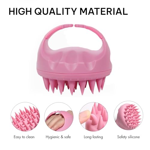 WIGI Hair Scalp Massager with Gift Set, Scalp Scrubber for Hair Growth & Dandruff Removal, Shampoo Brush with Soft Silicone Bristles - color: Pink