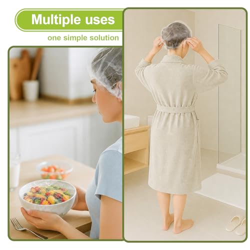 300PCS Bowl Covers for Bread Proofing – QUINGLU Elastic Plastic Food Covers, BPA-Free Reusable Disposable Wraps, Thickened Shower Caps for Bowls, Plates, fruit, Leftovers & Outdoor Picnics - size: Large-300