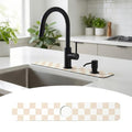 Cuttable Kitchen Sink Faucet Mat: 24" Lx4 W Splash Guard with Center Hole | Customizable Absorbent Non-slip Fabric Rubber Mat, Cut to Fit 2,3,4 Holes Irregular Sink with Soap Dispenser Air Gap