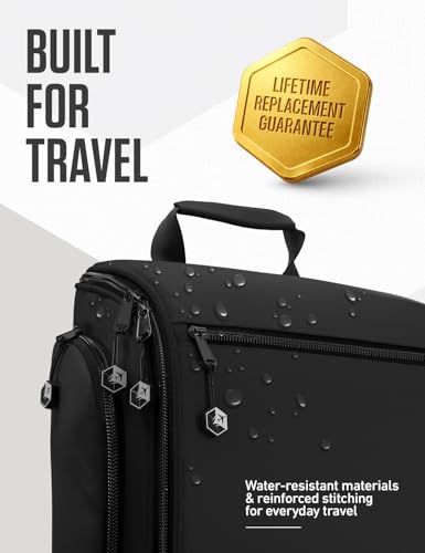 VENTURE 4TH Hanging Travel Toiletry Bag for Women & Men – Large Toiletry Organizer with 18 Compartments, Removable TSA Pouch, Travel Wash Bag for Toiletries, Makeup & Shaving Kit (Black) - color: Black