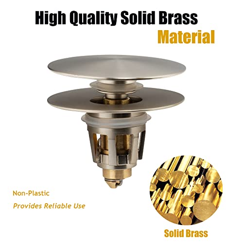 Artiwell Universal Bathroom Sink Drain Stopper, Fits Most Pop-Up Drains for Vessel Sink Lavatory Vanity, Sink Drain Strainer with Detachable Hair Catcher, Tested by Plumber in US (Brushed Nickel) - color: Brushed Nickel