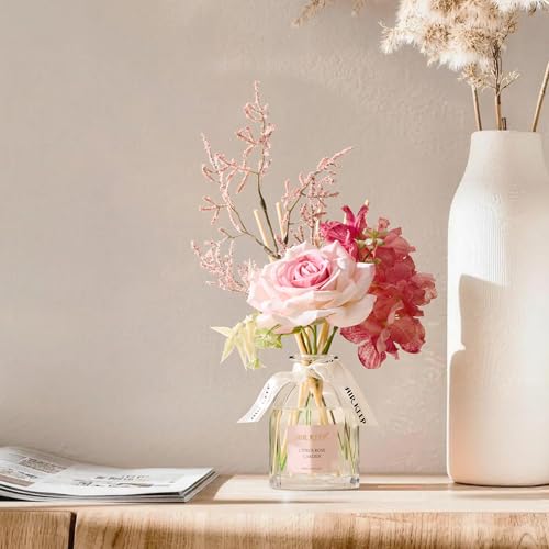 Airkeep Flower Reed Diffuser Set, Citrus Rose Garden Diffuser Gift Set,4.06 fl oz Essential Oil Sticks Diffusers for Bathroom Air Freshener, Aromatherapy Home Fragrance for Shelf Decor,Gift for Women