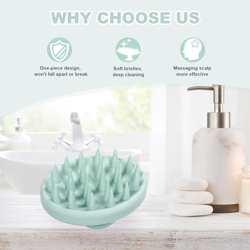 Meartchy Silicone Scalp Massager, Scalp Scrubber for Hair Growth with Soft Bristles, Scalp Exfoliator Brush Dandruff Removal Shampoo Brush for Wet Dry Scalp Care (Mint Green) - color: Mint Green
