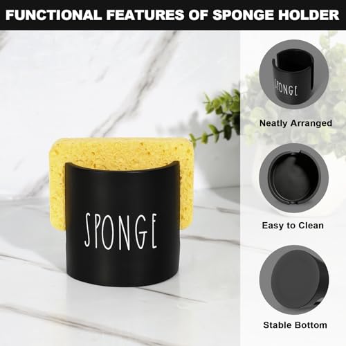 Kitchen Soap Dispenser Set, 16.9 fl oz Hand and Dish Soap Dispensers with Tray, Black and Gold Kitchen Soap Dispenser Set with Sponge Holder, Instant Dry Tray, Gold&Black - color: Black Bottle+gold Pump