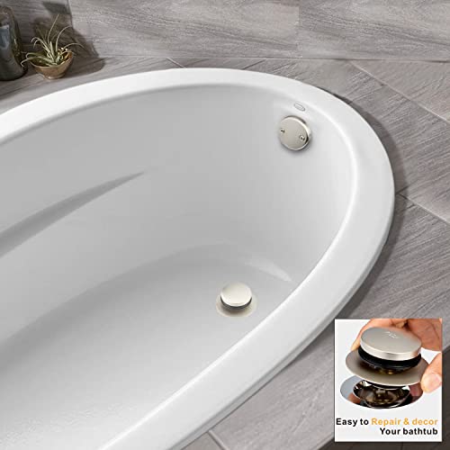 Artiwell Universal Tip Toe Bath Drain Stopper and Cover, Bathtub Drain Stopper, Replaces Lift and Turn, Tip-Toe and Trip Lever drains for Tub, EZ Installation and Clearing (Brushed Nickel) - color: Brushed Nickel