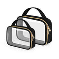 Wedama Clear Toiletry Bag, 2 Pack Clear Makeup Bags with Handles, PVC Cosmetic Bags for Women and Men, Large Opening Toiletry Bags, Black - color: Black, size: 1 Pack Medium + 1 Pack Large