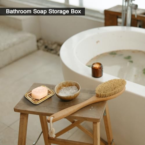 Kitchen and Bathroom Soap Dish Tray - Metal 2-Piece Soap Dish Tray with Drainage Grid and Holder for Kitchen Sink Countertops to Store Soap, Sponges, Scrubbers - Rust Resistant (2 Pack, Gold) - color: Gold