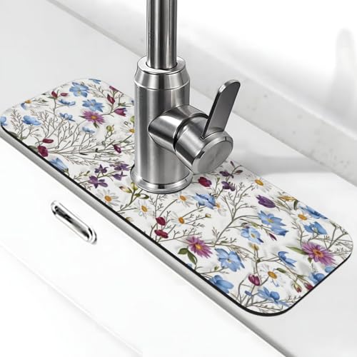 Garden Kitchen sink faucet pad, strong water absorption, anti slip, easy to clean, very suitable for splash and drip prevention, suitable for kitchens and bathrooms - color: Garden