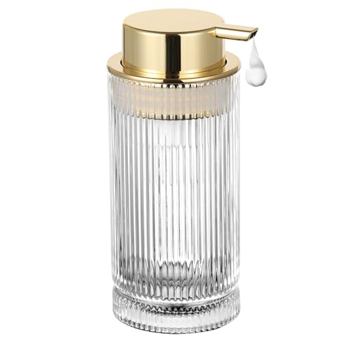Glass Foam Soap Dispenser, Refillable Foaming Dispenser with Gold Pump, Foam Hand Soap Dispenser for Bathroom Kitchen, Modern Home Bathroom Kitchen Decor （Foam Type/Clear） - color: Foam Type/Clear