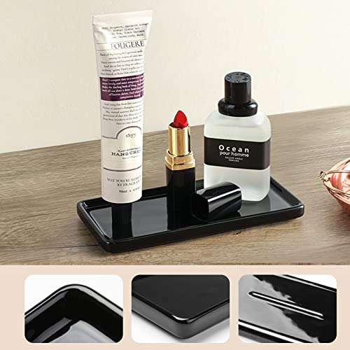 Gurygo 6" Bathroom Trays - Ceramic Vanity Tray for Bathroom - Small Ceramic Tray - Kitchen Soap Trays for Kitchen Counter - Bathtub Organizer (Black) - color: Black Set/1, size: 6.3" x 3" x 0.6"