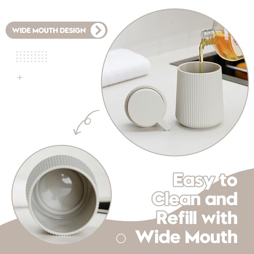 YAUKPH Striped Liquid Hand Soap Dispenser with Leak-Proof Pump for Bathroom and Kitchen Countertop 11oz Beige - color: Beige, size: Liquid Dispenser