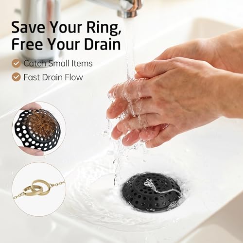 KES Bathroom Sink Grid Drain Without Overflow, 360° Water Drainage, Anti-Clog Design, Detachable Strainer, Matte Black Vanity & Vessel Drain, Stainless Steel & Brass, S2020D-BK - color: Matte Black