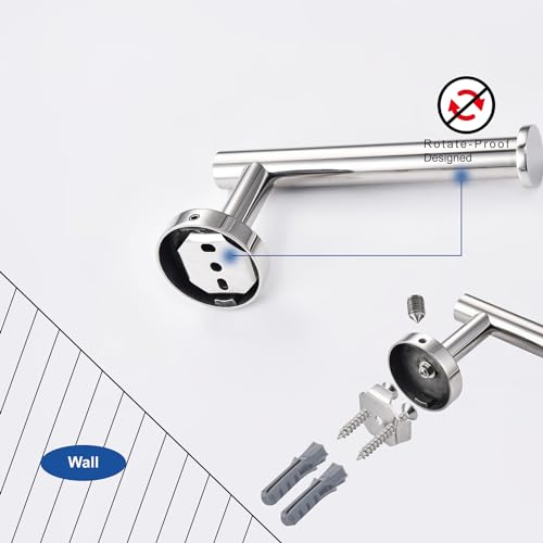 TASTOS Polished Chrome Toilet Paper Holder SUS304 Stainless Steel, Modern Round Tissue Roll Holders Wall Mount, Toilet Paper Roll Dispenser Bathroom 5 inch TP Holder for Kitchen Washroom - color: Polished Chrome