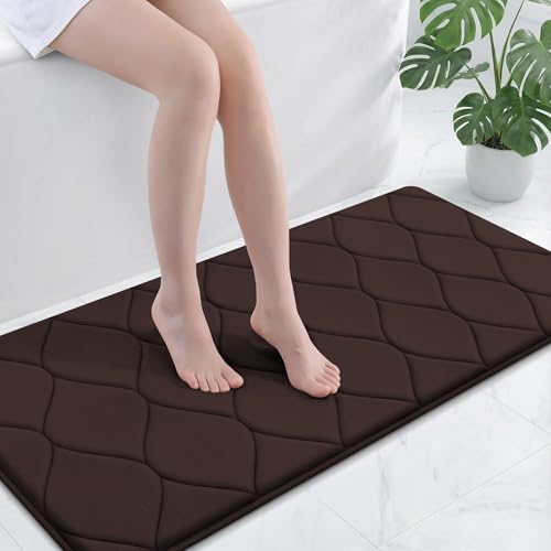 Smiry Memory Foam Bath Mat 47''x24'', Ultra Soft Non-Slip Bathroom Rug, Plush Water Absorbent Quick Dry and Machine Washable Floor Mat for Shower, Tub & Home Decor, Brown - color: Brown, size: 47''x24''