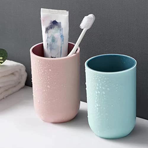 Unbreakable Reusable Drinking Cups Set of 2 Colors, Plastic Toothbrush Cup Tumblers 300 ml/10.5 oz, Dishwasher Safe (Light blue & Light pink) - color: Light blue & Light pink
