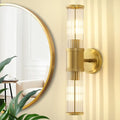 Gold Wall Sconce Bathroom Vanity Light Fixtures for Mirror, Modern Wall Light with Glass Rod Shade for Bathroom, Bedroom, Hallway, Living Room - Bulb Not Included - color: Gold-Glass Rod