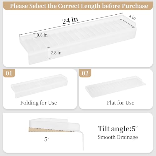 Sink Edge Protector with Suction Cup, 24" x 4", Silicone Sink Splash Guard for Kitchen & Bathroom, Protect Countertop from Scratches, Stains, for Stainless Steel Granite Quartz - color: Translucent White, size: 24" x 4"